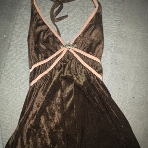 Elegant Brown Halter Dress